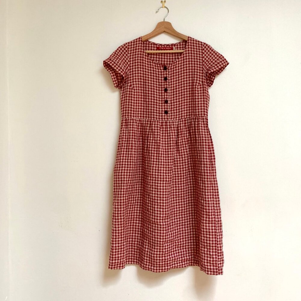 Pyne & Smith No.11 Linen Dress in Geranium Check